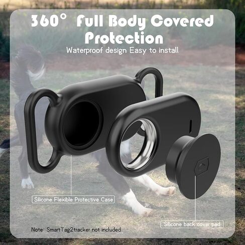 Seltureone Galaxy SmartTag 2 Collar Holder for Dogs and Cats Flexible Silicone Galaxy SmartTag 2 Case Holder, Ultra Easy to Clean SmartTag 2 Silicone Case for Pet Tracking - Bone Pattern(Black,Black) in Saudi Arabia