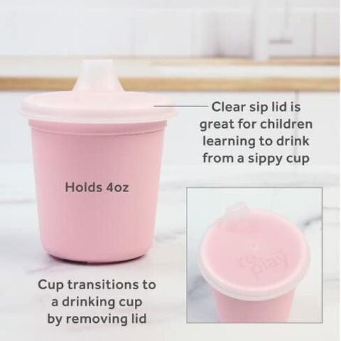 Re-Play 5pc Tiny Dining Set Feeding Supplies for Babies and Toddlers, Includes Food Tray, Cup, Bowl, Utensils, Made in USA from BPA Free Recycled Milk Jugs, Microwave & Dishwasher Safe - Sky in Saudi Arabia