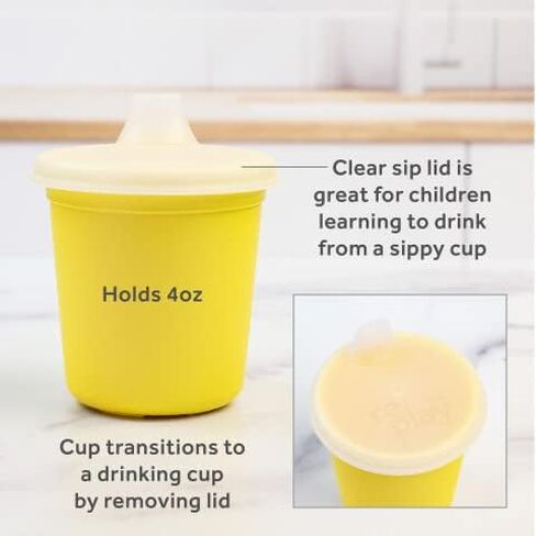Re-Play 5pc Tiny Dining Set Feeding Supplies for Babies and Toddlers, Includes Food Tray, Cup, Bowl, Utensils, Made in USA from BPA Free Recycled Milk Jugs, Microwave & Dishwasher Safe - Sky in Saudi Arabia