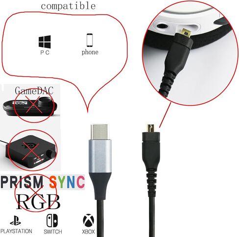 كابل صوت بديل لكابل USB C من NewFantasia متوافق مع SteelSeries Arctis 3، Arctis Prime، Arctis 5، Arctis 7، سماعة ألعاب Arctis Pro 2 متر/6.6 قدم in Saudi Arabia