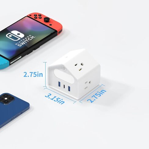 شريط طاقة USB C بقوة 18 واط مع ضوء ليلي، سلك تمديد بطول 6 أقدام مع منافذ متعددة، قابس مسطح HAFINO 4 منافذ مع 3 منافذ شحن USB لأساسيات المكتب المنزلي في غرفة النوم، أبيض in Saudi Arabia