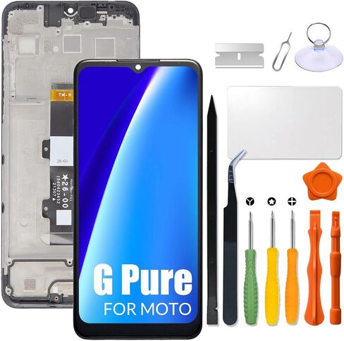 بديل لشاشة Motorola Moto G Pure LCD مع إطار لجهاز Moto G Pure XT2163 XT2163DL XT2163-4 شاشة LCD تعمل باللمس مع مجموعة إصلاح (أسود مع إطار) in Saudi Arabia