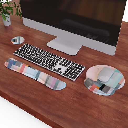 UBOTIE Keyboard Wrist Rest, Mouse Pad, and Coaster Set – Elevate Your Workstation with Luminescent Finish, Memory Foam, and Natural Rubber (C) in Saudi Arabia
