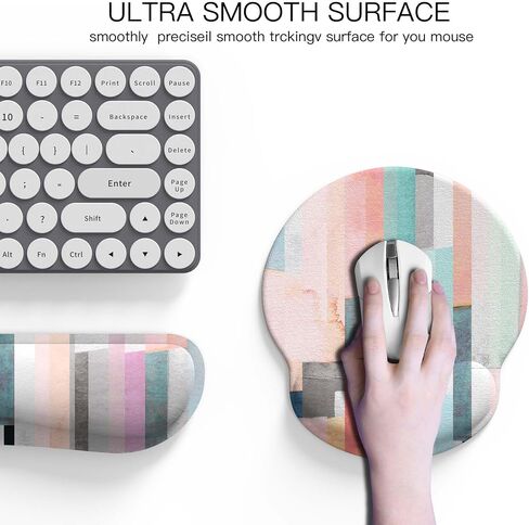UBOTIE Keyboard Wrist Rest, Mouse Pad, and Coaster Set – Elevate Your Workstation with Luminescent Finish, Memory Foam, and Natural Rubber (C) in Saudi Arabia