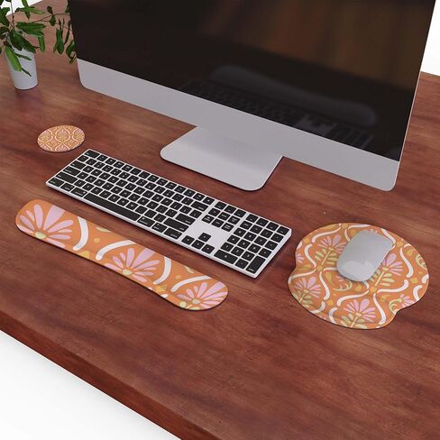 مجموعة مسند المعصم للوحة المفاتيح ولوحة الماوس ومجموعة كوستر من UBOTIE - ارفع محطة العمل الخاصة بك بلمسة نهائية مضيئة وإسفنج الذاكرة والمطاط الطبيعي (ب) in Kuwait