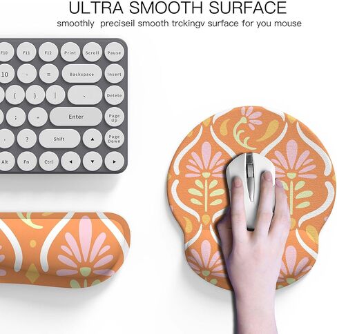 مجموعة مسند المعصم للوحة المفاتيح ولوحة الماوس ومجموعة كوستر من UBOTIE - ارفع محطة العمل الخاصة بك بلمسة نهائية مضيئة وإسفنج الذاكرة والمطاط الطبيعي (ب) in Kuwait