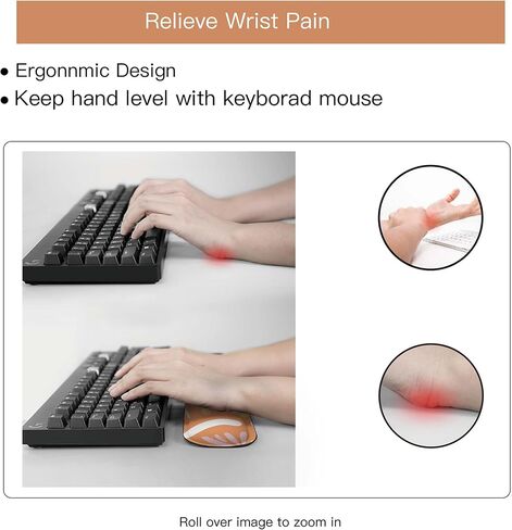 مجموعة مسند المعصم للوحة المفاتيح ولوحة الماوس ومجموعة كوستر من UBOTIE - ارفع محطة العمل الخاصة بك بلمسة نهائية مضيئة وإسفنج الذاكرة والمطاط الطبيعي (ب) in Kuwait