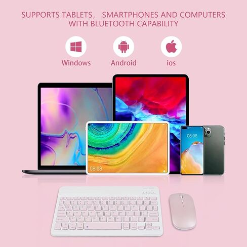 Wireless Keyboard and Mouse Bluetooth Rechargeable Wireless Mouse Keyboard Set Ultra-Slim Portable Compact Keyboard and Mouse Combo for Computer/PC/Windows/Win7/8/10/Mac/iPad/iOS/Phone/Android (Blue) in Saudi Arabia