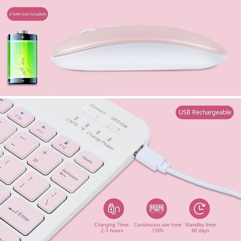 Wireless Keyboard and Mouse Bluetooth Rechargeable Wireless Mouse Keyboard Set Ultra-Slim Portable Compact Keyboard and Mouse Combo for Computer/PC/Windows/Win7/8/10/Mac/iPad/iOS/Phone/Android (Blue) in Saudi Arabia