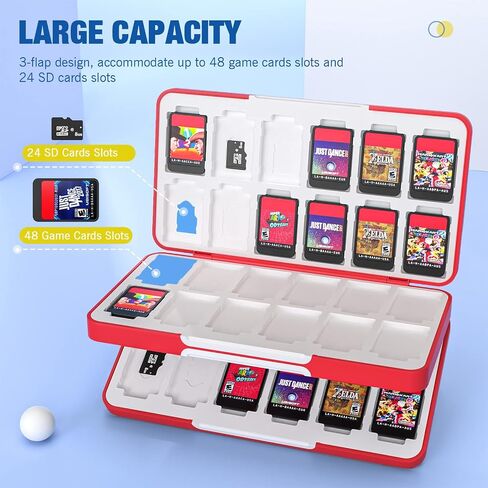 MoKo 48 Game Card Case Compatible with Nintendo Switch OLED 2021/Switch/Switch Lite, Switch Games Holder Case for 48 Switch Game Card & 24 SD Card, Slim & Portable Game Card Storage Box in Saudi Arabia
