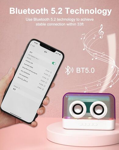 سماعات بلوتوث لاسلكية محمولة K9 5.2، سماعات كمبيوتر شفافة RGB TWS مع محيط ستيريو HiFi 2.0، تدوم 18 ساعة طويلة، بطاقة FM/Type-C/TF متعددة الطرق للعب للكمبيوتر المحمول، أسود in Kuwait