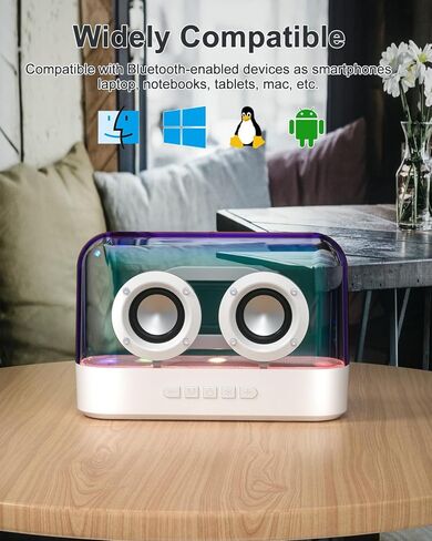 سماعات بلوتوث لاسلكية محمولة K9 5.2، سماعات كمبيوتر شفافة RGB TWS مع محيط ستيريو HiFi 2.0، تدوم 18 ساعة طويلة، بطاقة FM/Type-C/TF متعددة الطرق للعب للكمبيوتر المحمول، أسود in Kuwait
