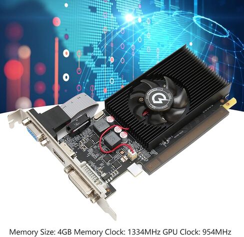بطاقة رسومات Yunseity GT710، بطاقات رسومات ألعاب الكمبيوتر 4 جيجابايت 64 بت GDDR3 مع مروحة تبريد، ساعة وحدة معالجة الرسومات 954/1334 ميجاهرتز، دعم VGA DVI، بطاقة رسومات فيديو PCI Express 2.0 in Kuwait