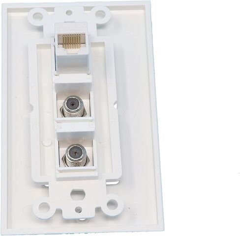 RiteAV 2 Port Coax Cable TV- F-Type 1 Port Cat6 Ethernet White Wall Plate OVERSIZED in Saudi Arabia
