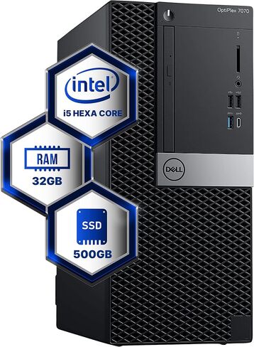 كمبيوتر مكتبي ديل اوبتيبلكس 7070 تاور | سداسي النواة إنتل i5 (3.2) | ذاكرة وصول عشوائي DDR4 سعة 32 جيجابايت | 500 جيجابايت SSD الحالة الصلبة | ويندوز 11 بروفيشنال | كمبيوتر منزلي أو مكتبي (متجدد) in Kuwait