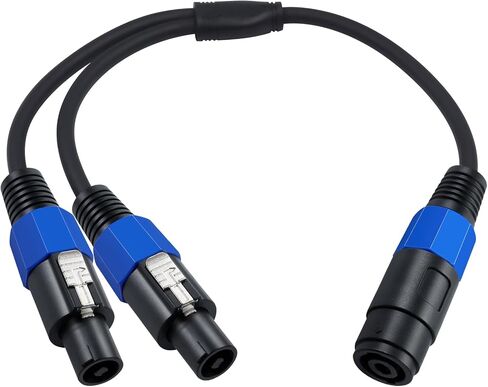 Poyiccot Speakon Splitter Cable 1 Female to 2 Male Speaker Break Out Cable, 22 AWG Speakon Extension Cable for DJ PA Stage Loudspeaker Amplifier Copper Cord with Twist Lock, 1.5ft in Saudi Arabia