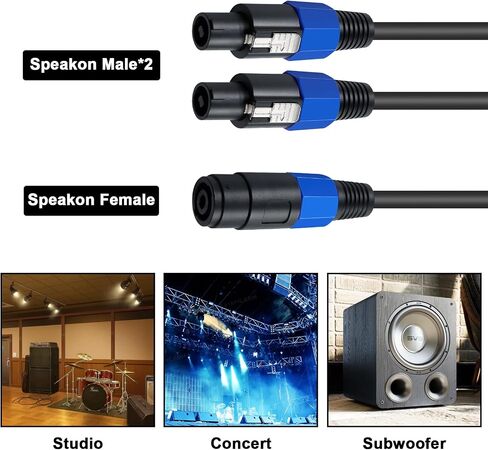 Poyiccot Speakon Splitter Cable 1 Female to 2 Male Speaker Break Out Cable, 22 AWG Speakon Extension Cable for DJ PA Stage Loudspeaker Amplifier Copper Cord with Twist Lock, 1.5ft in Saudi Arabia