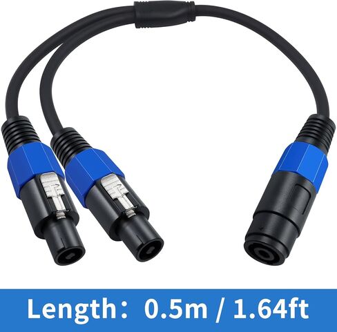 Poyiccot Speakon Splitter Cable 1 Female to 2 Male Speaker Break Out Cable, 22 AWG Speakon Extension Cable for DJ PA Stage Loudspeaker Amplifier Copper Cord with Twist Lock, 1.5ft in Saudi Arabia