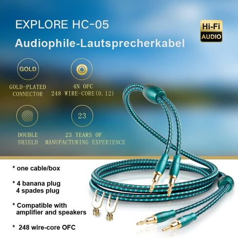 SKW Single Speaker Cable with Convertible Banana and Spade Plugs Entry Level HC Series Cable 10ft/3M (One Cable) in Saudi Arabia