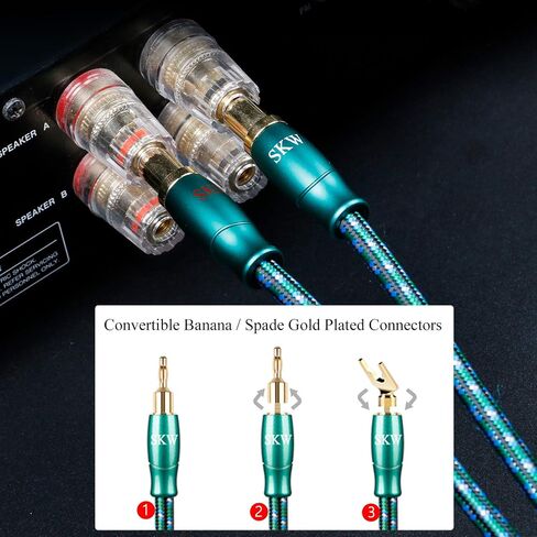 SKW Single Speaker Cable with Convertible Banana and Spade Plugs Entry Level HC Series Cable 10ft/3M (One Cable) in Saudi Arabia