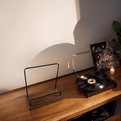 Vintage desktop vinyl record rack, solid acacia wood vinyl record display rack, display your singles and LPs in this desktop vinyl record rack, a gift for a friend! in Saudi Arabia