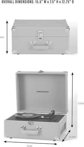 Crosley CR6253A-GY Anthology Vintage 3-Speed Bluetooth Suitcase Turntable, Gray in Saudi Arabia