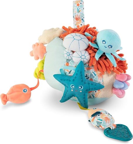 Miniland Sensorial Reef. Plush Rattle Toy for Infant and Toddlers with Many Different Sensory Stimulations. Fully Washable for Baby Teething. 2023 Toty Finalist. in Saudi Arabia
