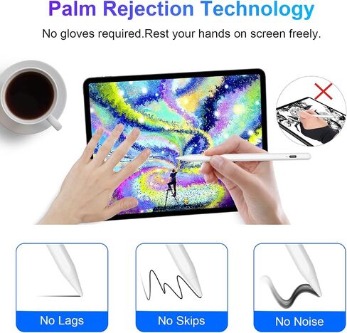 Stylus Pen for iPad 2018-2024,Bluetooth Apple iPad Pencil Compatible with iPad 10/9/8/7th Gen,iPad Mini 6/5th,iPad Air 3-5th,iPad Pro 11''/12,9'',iPad Stylus with 3 Nibs,Magnetic Wireless Charge,Black in Saudi Arabia