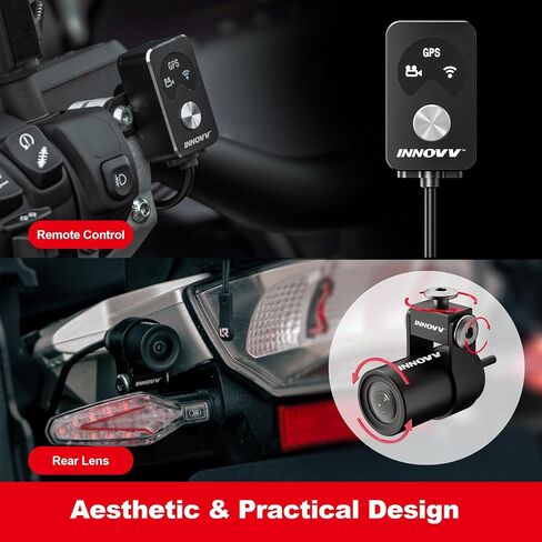 K5 Motorcycle Dash Cam Front and Rear, 4K UHD+1080P, IP67 Waterproof Motorcycle Camera with GPS, Night Vision, Faster 5GWi-Fi, 24H Parking Mode, Loop Record, Support 512G(SD card not included) in Saudi Arabia