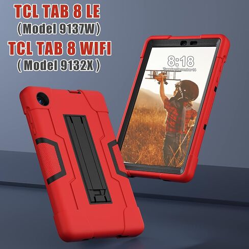 حافظة Bingcok لهاتف TCL TAB 8 LE، حافظة TCL TAB 8 للأطفال، غطاء حماية من السقوط هجين قوي التحمل لكامل الجسم ومقاوم للصدمات لجهاز TCL Tab 8 LE (الموديل: 9137W) 2023/TCL Tab 8 WiFi (الطراز: 9132X) (1- أسود) in Saudi Arabia