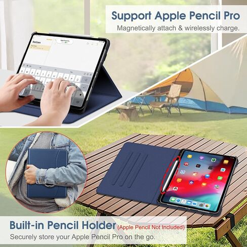 حافظة Fintie Folio لجهاز iPad Pro مقاس 13 بوصة (M4) 2024، غطاء حامل واقٍ متعدد الزوايا مع حامل أقلام وجيب، خاصية النوم/الاستيقاظ التلقائي، أسود in Saudi Arabia
