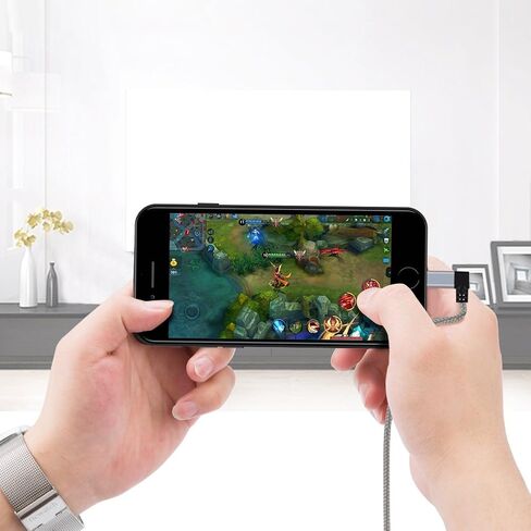 CableCreation كابل شاحن iPhone 90 درجة 4FT/1.2m، كابل USB إلى Lightning بزاوية يسرى مجدول معتمد من MFi، سلك شحن USB Lightning لأجهزة iPhone 14/13/12/11، X، 8 Plus، 7، 6S، iPad، رمادي فلكي in Saudi Arabia