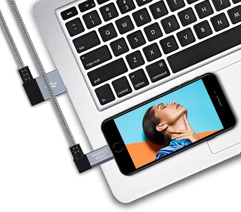 CableCreation كابل شاحن iPhone 90 درجة 4FT/1.2m، كابل USB إلى Lightning بزاوية يسرى مجدول معتمد من MFi، سلك شحن USB Lightning لأجهزة iPhone 14/13/12/11، X، 8 Plus، 7، 6S، iPad، رمادي فلكي in Saudi Arabia