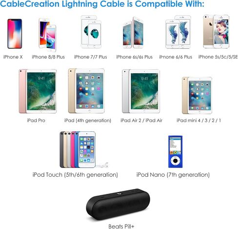 CableCreation كابل شاحن iPhone 90 درجة 4FT/1.2m، كابل USB إلى Lightning بزاوية يسرى مجدول معتمد من MFi، سلك شحن USB Lightning لأجهزة iPhone 14/13/12/11، X، 8 Plus، 7، 6S، iPad، رمادي فلكي in Saudi Arabia