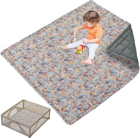 Thick Cotton 50x50 Baby Play Mat for Playpen, Soft Cushioning Playpen Baby Mat for Kids Toddler Crawling and Playing,Machine Washable Mat and Foldable for Easy Store in Saudi Arabia