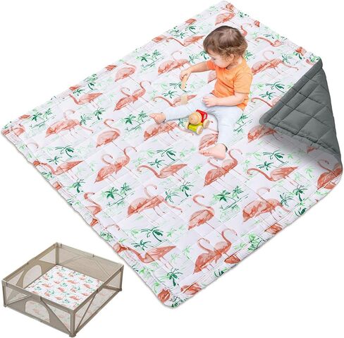 Thick Cotton 50x50 Baby Play Mat for Playpen, Soft Cushioning Playpen Baby Mat for Kids Toddler Crawling and Playing,Machine Washable Mat and Foldable for Easy Store in Saudi Arabia