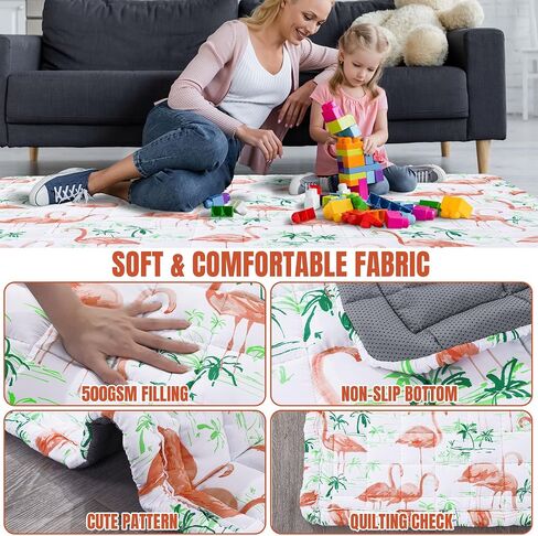 Thick Cotton 50x50 Baby Play Mat for Playpen, Soft Cushioning Playpen Baby Mat for Kids Toddler Crawling and Playing,Machine Washable Mat and Foldable for Easy Store in Saudi Arabia