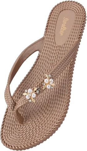 صندل Swalker Metalli للرجال والنساء فليب فلوب بنعل مطاطي قابل لإعادة التدوير مع نمط مانع للانزلاق in Kuwait