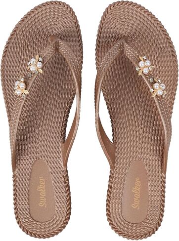 صندل Swalker Metalli للرجال والنساء فليب فلوب بنعل مطاطي قابل لإعادة التدوير مع نمط مانع للانزلاق in Kuwait