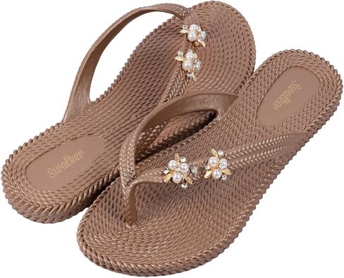 صندل Swalker Metalli للرجال والنساء فليب فلوب بنعل مطاطي قابل لإعادة التدوير مع نمط مانع للانزلاق in Kuwait