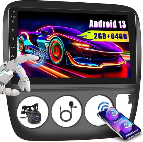 لهوندا CRV 1997-2001 Android Car Stereo Radio Dash Kit، مع Apple Carplay Android Auto Hikity 2+64GB 9 بوصة تعمل باللمس راديو GPS WiFi Bluetooth Mirror Link SWC كاميرا احتياطية، أسود in Saudi Arabia