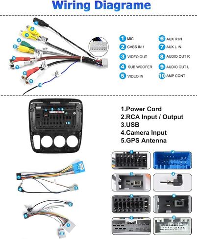 لهوندا CRV 1997-2001 Android Car Stereo Radio Dash Kit، مع Apple Carplay Android Auto Hikity 2+64GB 9 بوصة تعمل باللمس راديو GPS WiFi Bluetooth Mirror Link SWC كاميرا احتياطية، أسود in Saudi Arabia