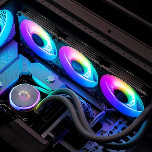 مبرد سائل وحدة المعالجة المركزية Cooler Master MasterLiquid Atmos 360 Black - نظام تبريد المياه AIO، مضخة حجرة مزدوجة، مراوح Sickleflow 120 Edge مثبتة مسبقًا، دعامات Gen 2 RGB وLGA1700 وAM5 in Kuwait