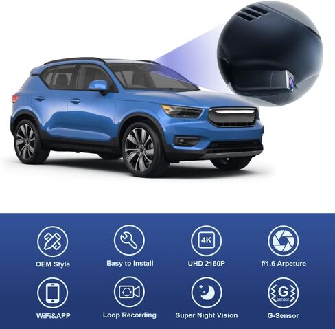 Fitcamx 2K Dual Dash Cam Suitable for Volvo XC40 & XC40 Recharge B4 B5 T4 T5 P8 (Model B), OEM Style, Front 1440P+Rear 1080P HD Video, Loop Recording, WiFi & APP, G-Sensor, Easy to Use, 64GB Card in Saudi Arabia