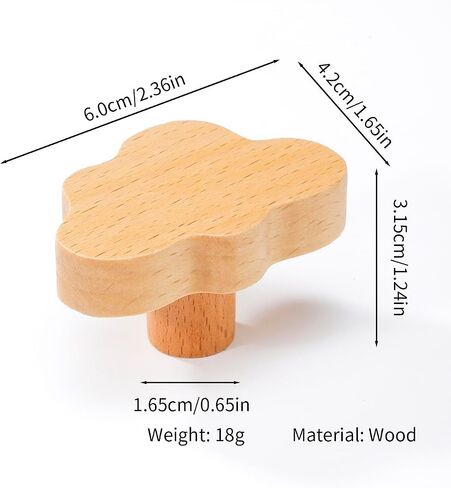10 Pack Heart Shaped Wooden Knobs Single Hole Beech Wood Handles Wood Cupboard Cabinet Handles for Children's Room Decoration Cabinet Knobs in Saudi Arabia
