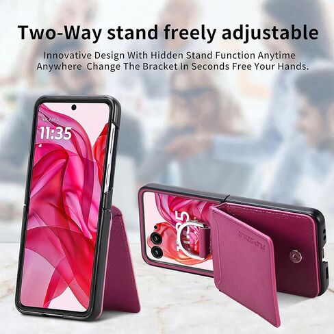 Compatible for Motorola Razr+ 2024 Case Wallet with Card Holder,Luxury PU Leather Protective Phone Case Kickstand Full Coverage Pocket Ring Case for Motorola Razr Plus 2024,Moto Razr 50 Ultra Black in Kuwait