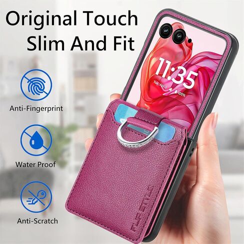 Compatible for Motorola Razr+ 2024 Case Wallet with Card Holder,Luxury PU Leather Protective Phone Case Kickstand Full Coverage Pocket Ring Case for Motorola Razr Plus 2024,Moto Razr 50 Ultra Black in Kuwait