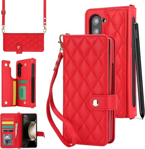 NINKI متوافق مع حافظة محفظة Samsung Galaxy Z Fold 6 مع حامل قلم S، و4 حامل بطاقات وحزام جلدي قابل للطي لهاتف Samsung Z Fold 6، وحافظة لهاتف Samsung Galaxy Z Fold 6 5G، باللون الأبيض in Kuwait