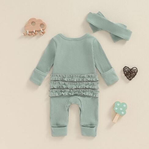 FYBITBO Preemie Girls Baby Clothes Newborn Im New Here Outfit Ribbed Knit Jumpsuit Romper Infant Going Home Outfit Girls in Saudi Arabia