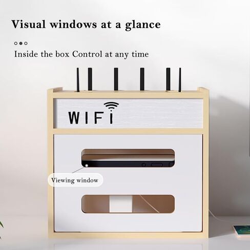 Wooden Router Shelf, Desktop WiFi Router Storage Box Modem Rack, Power Router Fences Standing Shelf Units, Cable Management Hider Box Organizer for Office and Home (Cherry Wood) in Saudi Arabia